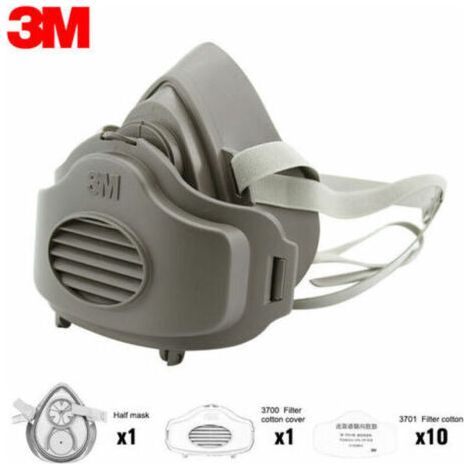 Masque De Protection 3M 3200 (Demi-Masque Anti-Particules/Poussieres) +3701 Filtre Coton10+3700 Housse Coton Filtre1 (1/5)