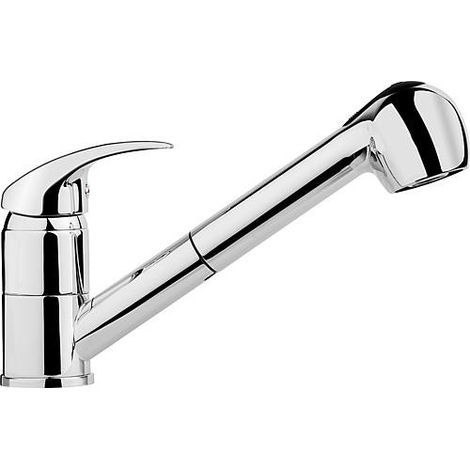 Rumba mitigeur évier chromé avec douchette extractible saillie 224mm (1/2)