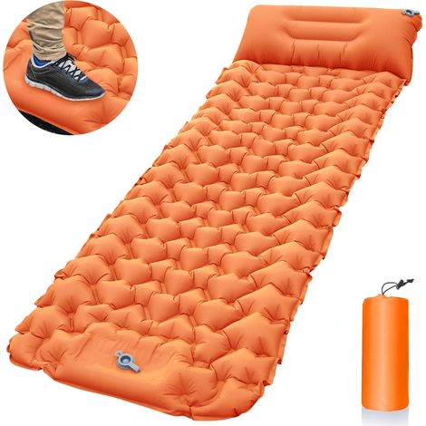 Matelas gonflable léger et portable, imperméable, pour camping, voyage, sieste en voiture, rangement extérieur, tente, matelas gonflable à séchage rapide (orange)