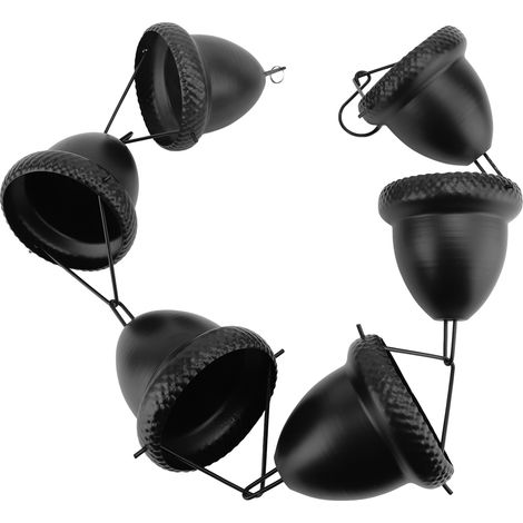 Collecteur de gouttière pour chaîne de pluie avec grand pompon, 1 mètre de long, remplacement pour descente de gouttière de jardin, décoration extérieure, couleur noire. (1/5)