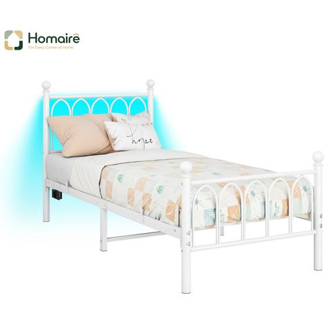 Lit blanc en fer de 206.5 x 91 x 102.5 cm HOMAIRE (1/5)
