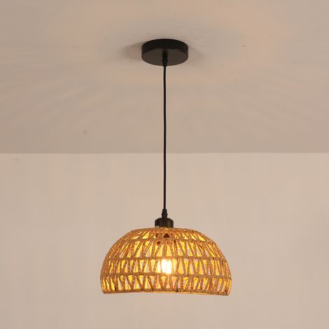 COMELY Suspension Design en Papier Tressé, 30x30x150 cm, Noir et Marron, Douille E27 (Ampoule Non Incluse), Lumière Douce et Naturelle, Pour Salon, Chambre, Salle à Manger, Décoration Bohème