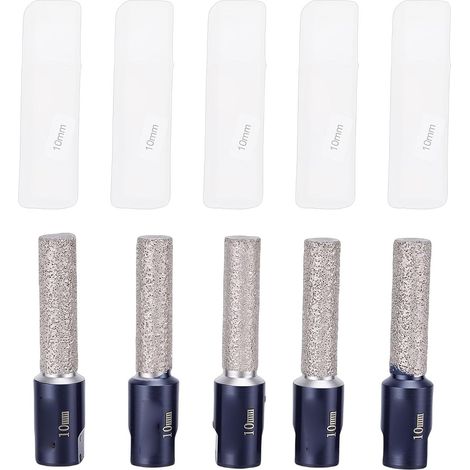 Jeu de forets diamantés secs, 5 forets à carrelage pour porcelaine, céramique, granit, marbre, pierre, matériaux durs en verre, tige ronde (1/5)