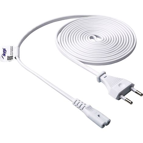 Cable de alimentación Akyga AK-RD-07A tipo figura de ocho CCA CEE 7/16 / IEC C7 3 m blanco (1/3)