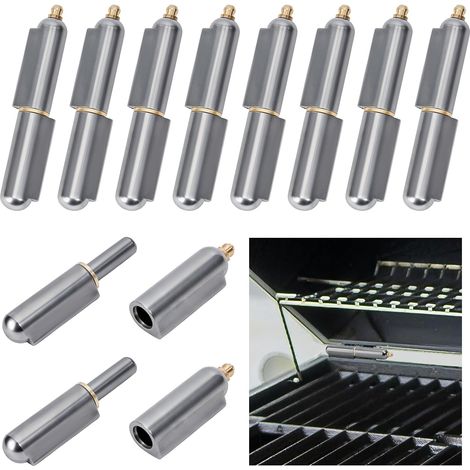 charnières de baril à souder pour BBQ,charnière en acier robuste avec rondelle en laiton,charnières de baril détachables multifonctionnelles pour porte de fumoir BBQ,110 x 20mm (1/5)