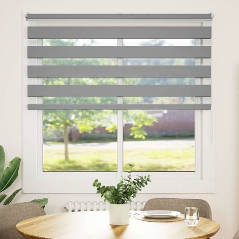 vidaXL Store vénitien Zebra 140,9 x 175 cm, largeur du tissu 136,7 cm, gris (1/5)