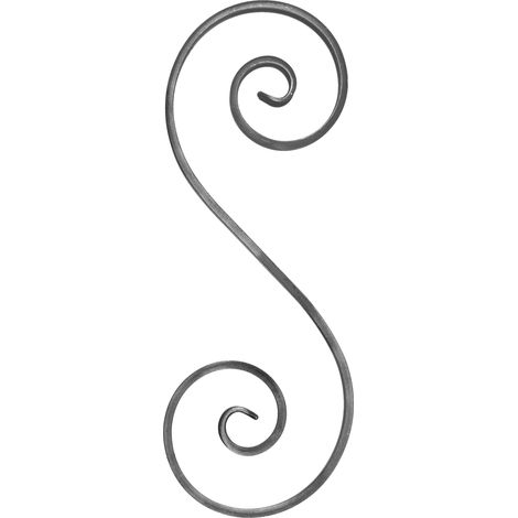 Volute en S finition palmée - Hauteur 420mm Largeur 150mm Plat lisse 14x7mm - Fer forgé - À souder - DECO FER FORGE