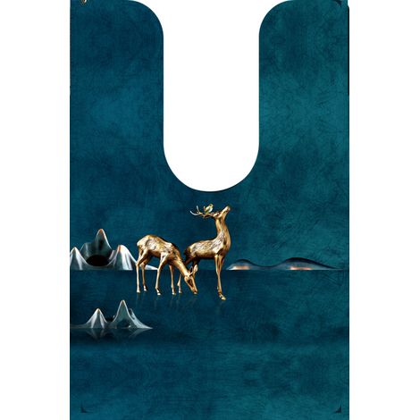 U-shaped toilet mat, waterproof and stain-resistant PVC floor mat, anti-slip mat for bathroom - Glowing Deer - 4550cm
