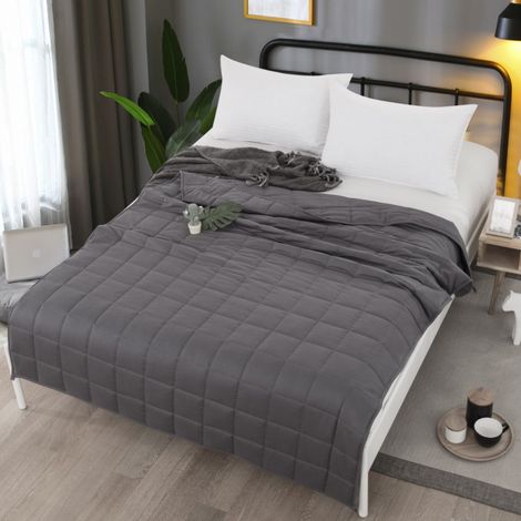Couverture lestée adulte et enfant, couverture thérapeutique anti-stress et sommeil, housse gris foncé 91x122cm, 2,3 kg (1 couverture) (1/5)