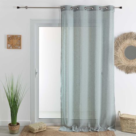 Voilage tamisant uni à fines rayures Gris clair 140x260 cm (1/3)