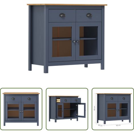 Holzbeistelltisch -  Sideboard Hill Grau 90x40x80 cm Massivholz Kiefer (1/5)