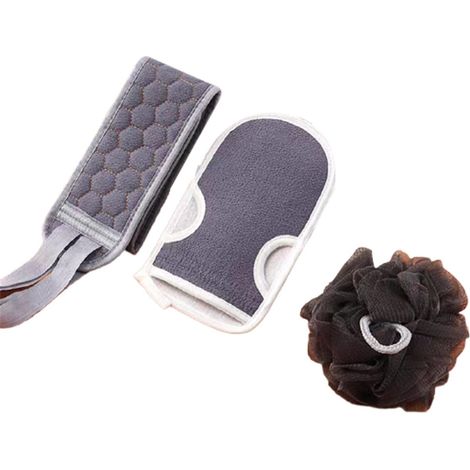Ensemble gommage corporel exfoliant et gants de douche - Gris (1/4)