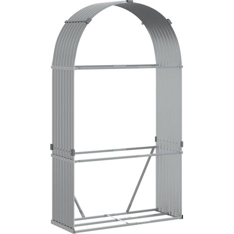 Portalegna chiaro 120 x 45 x 210 cm acciaio zincato grigio 020043809