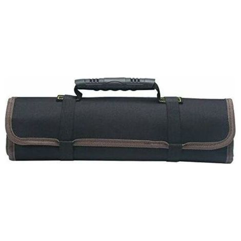Noir Trousse à Outils 22 Pochettes, Sacoches Porte-Outils, Organiseur Portable à Outil, Rouleau de Rangement Toolkit Pliable/Enroulable en Oxford 600D (sans outils) pour jardinage/électricien/menuisie (1/5)