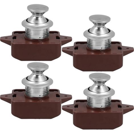 Lot de 4 Verrous de Tiroir pour Camping-bouton Poussoir, Loquet Silencieux en Alliage de Zinc et Abs, Compatible Portes de Compartiment et Tiroirs pour Motorhome (1/5)
