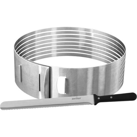 Ensemble 2 pièces Ustensile de pâtisserie, Couteau professionnel 30 cm, Cercle de découpe réglable, Pour gâteau multicouche