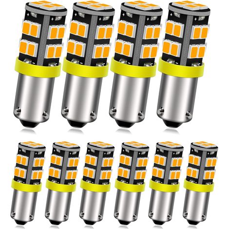 10pcs BAY9S H21W Ampoule LED 12V Super Bright 2835 20SMD Jeu de puces LED Indicateur de marche arrière Ampoule, Jaune/Ambre (1/5)