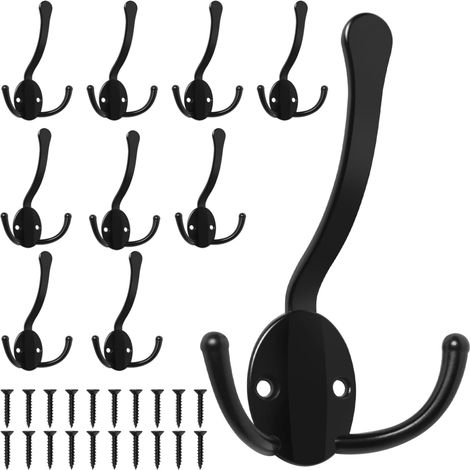 10 robuste Metall-Wandhaken, in Form einer Verteilerdose, 20 Schrauben, schwarz
