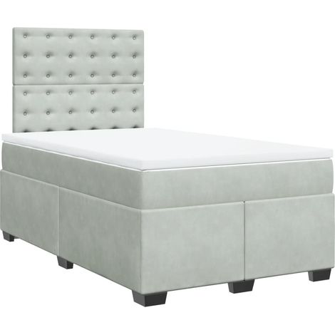 Maison Exclusive - Giroletto a Molle con Materasso Grigio Chiaro 120x200cm Velluto (1/5)