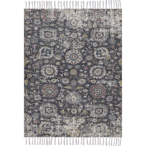 Alfombra de poliéster multicolor algodón 140 x 200 cm borlas envejecido oriental sala de estar dormitorio Armutalan (1/5)
