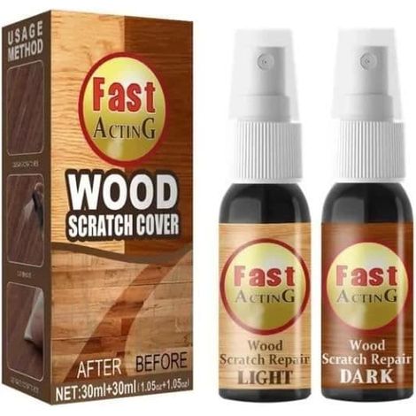 Réparateur de rayures - Rénovateur pour bois - Spray 30 ml - Teintes claires et foncées - Usage intérieur (1/4)