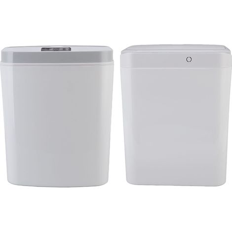 Poubelle intelligente 16L avec capteur, cuisine salon chambre salle de bain, électrique automatique, version batterie (infrarouge + bouton + frappe/pied/coup + veilleuse), blanc haut de gamme. (1/5)