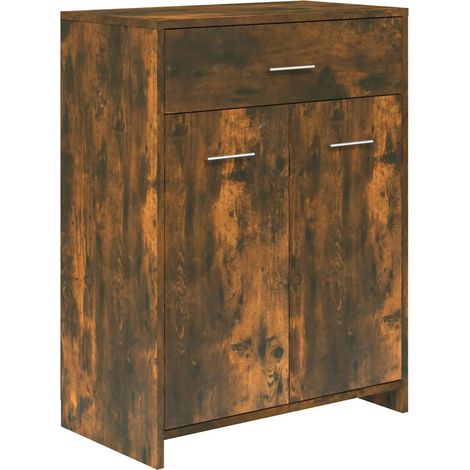 Armadietto da bagno classico rovere fumo 60 x 33 x 80 cm ampio spazio di archiviazione design elegante in legno ingegnerizzato 020048240