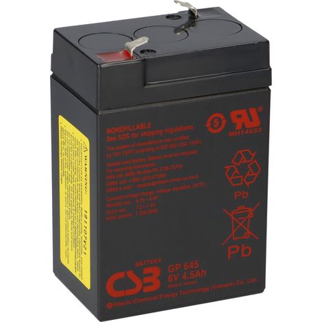 CSB Bleiakku 6V 4,5Ah GP645F1 AGM Bleibatterie wartungsfrei (1/5)