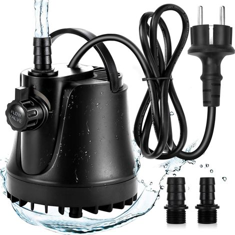Pompe à eau submersible, pompe de fontaine ultra-silencieuse 1000L/H, étang d'aquarium à grande hauteur de 4,9 pieds avec interrupteur réglable et 2 buses (1/5)