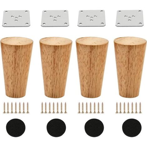 pièces - Pieds de meuble - Pied de meuble - bois - Pied de meuble en bois - couleur bois - 8cm (1/4)