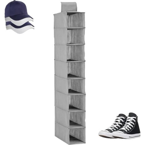 Organiseur de rangement suspendu armoire étagères dressing support pliable gain de place étagère chapeau chaussettes chaussures sous-vêtements accessoires 8 étagères à chaussures (1/5)
