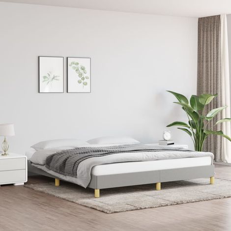 Cadre De Lit Moderne: King Size - Lit Double - Gris clair 180x200 cm Tissu Chic-290428 (1/5)