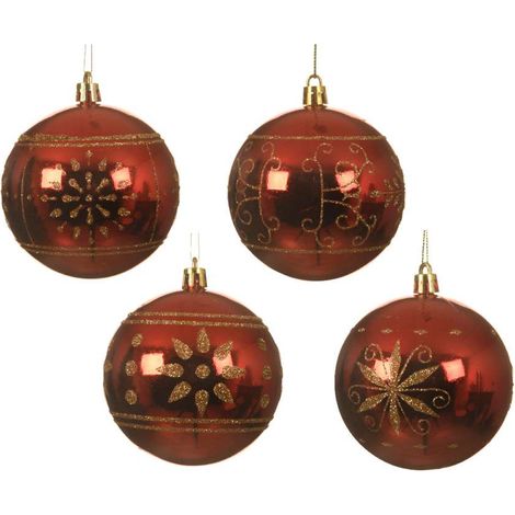 Sfera rossa decoro glitter oro