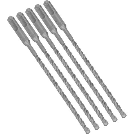 Lot de 5 forets à percussion à pointe carbure, forets hélicoïdaux à 2 goujures pour brique et béton, 210 mm, 6 mm / 0,24 po