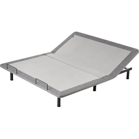 Somier articulado eléctrico 180 x 200 cm mando a distancia incluido 4 alturas de patas hierro poliéster gris Brunoy