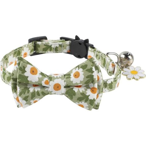 Collier pour chat avec nœud papillon fleuri classique et clochette, ajustable, pour chaton, chiot et petit chien, nœud amovible. (1/5)