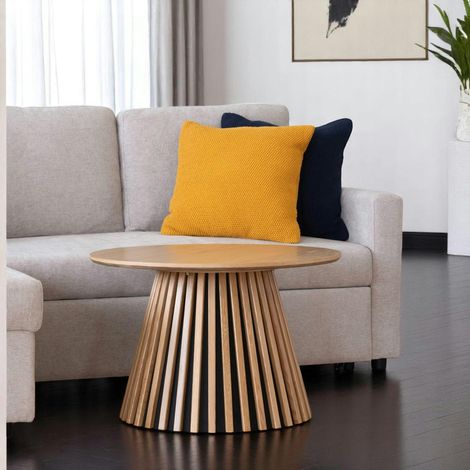 Table basse ronde en chêne clair avec piètement baguette ø70 cm AMSTERDAM (1/5)