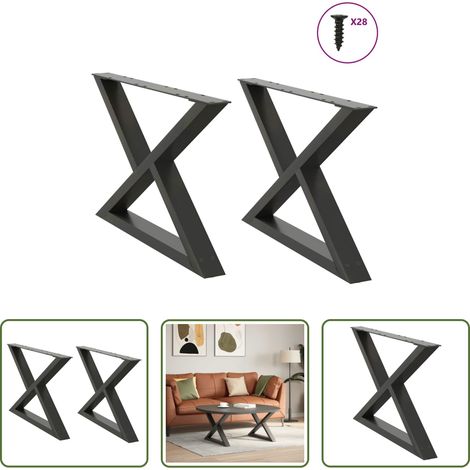 vidaXL Pieds de table basse 2 pièces Anthracite 70 x (42-43,3) cm Acier (1/5)