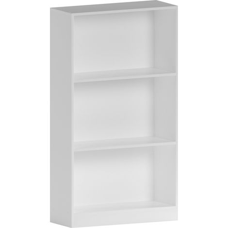 Cambridge Bibliothèque Moyenne 3 Niveaux Meuble de Rangement Étagère H 108 x L 60 x P 24 cm, Blanc (1/5)