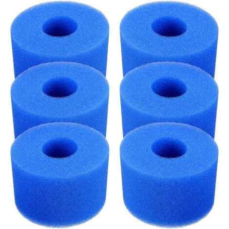Lot de 6 cartouches de filtre de piscine réutilisables et lavables en mousse pour jacuzzi type S1 (bleu) (1/5)