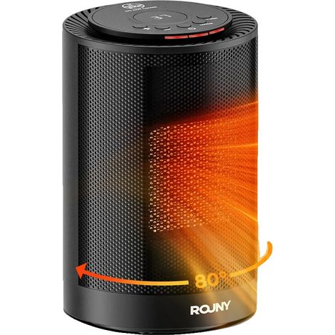 Calefactor eléctrico, oscilación de 80°, termostato regulable, color negro, 1200 W. (1/2)