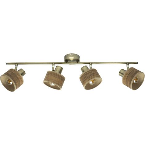Nando Strip 4xe14 Pelle/legno scuro Faretti Orientabili 16x73x10 Cm
