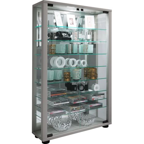 Escaparate del soporte de cristal Lumo Mini Espejo 91x59x18 - VCM