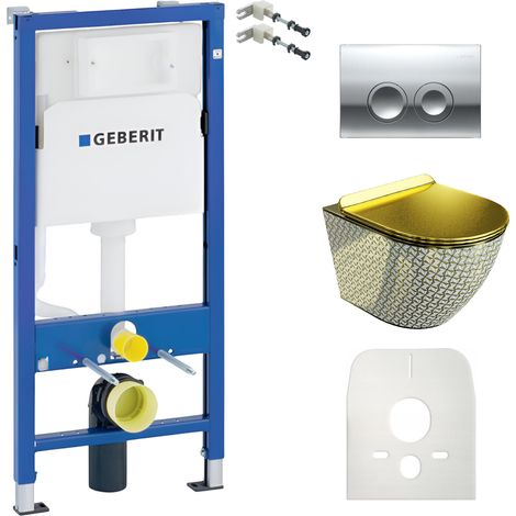 GEBERIT WC Set mit Vorwandelement, Wand-WC und Spülknopf (1/5)