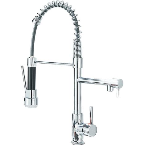 Grifo con rociador retráctil, diseño flexible, cromado. (1/2)