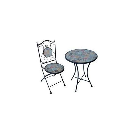 C SET TAVOLO TONDO MOSAICO C/2 SEDIE VILLEFRANCHE