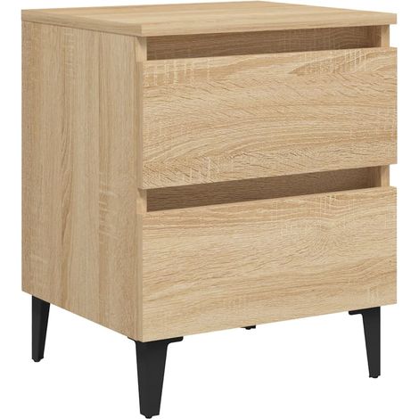 Comodino con due cassetti 40 x 35 x 50 cm in legno ingegnerizzato color rovere DEC033834