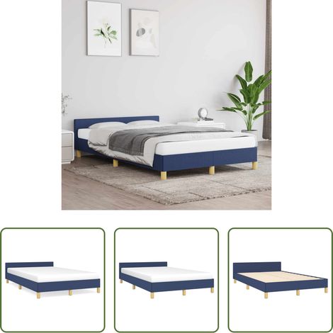 Kopfteil - Bettgestell mit Kopfteil ohne Matratze Blau 120x200 cm Stoff (1/5)