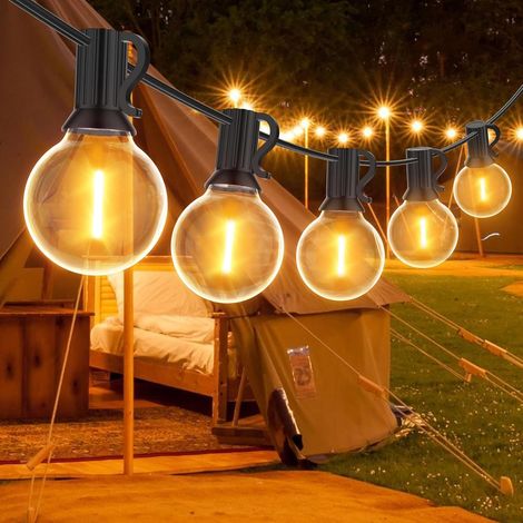 Catena luminosa a LED per esterni da 7,6 m - con 10 lampadine - materiale impermeabile IP65 - alimentazione solare - ideale per giardino e cortile (1/5)