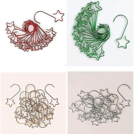 80 crochets en acier inoxydable pour boules de Noël, petits crochets décoratifs en forme d'étoile, pour décorations de Noël fantaisie. (1/5)